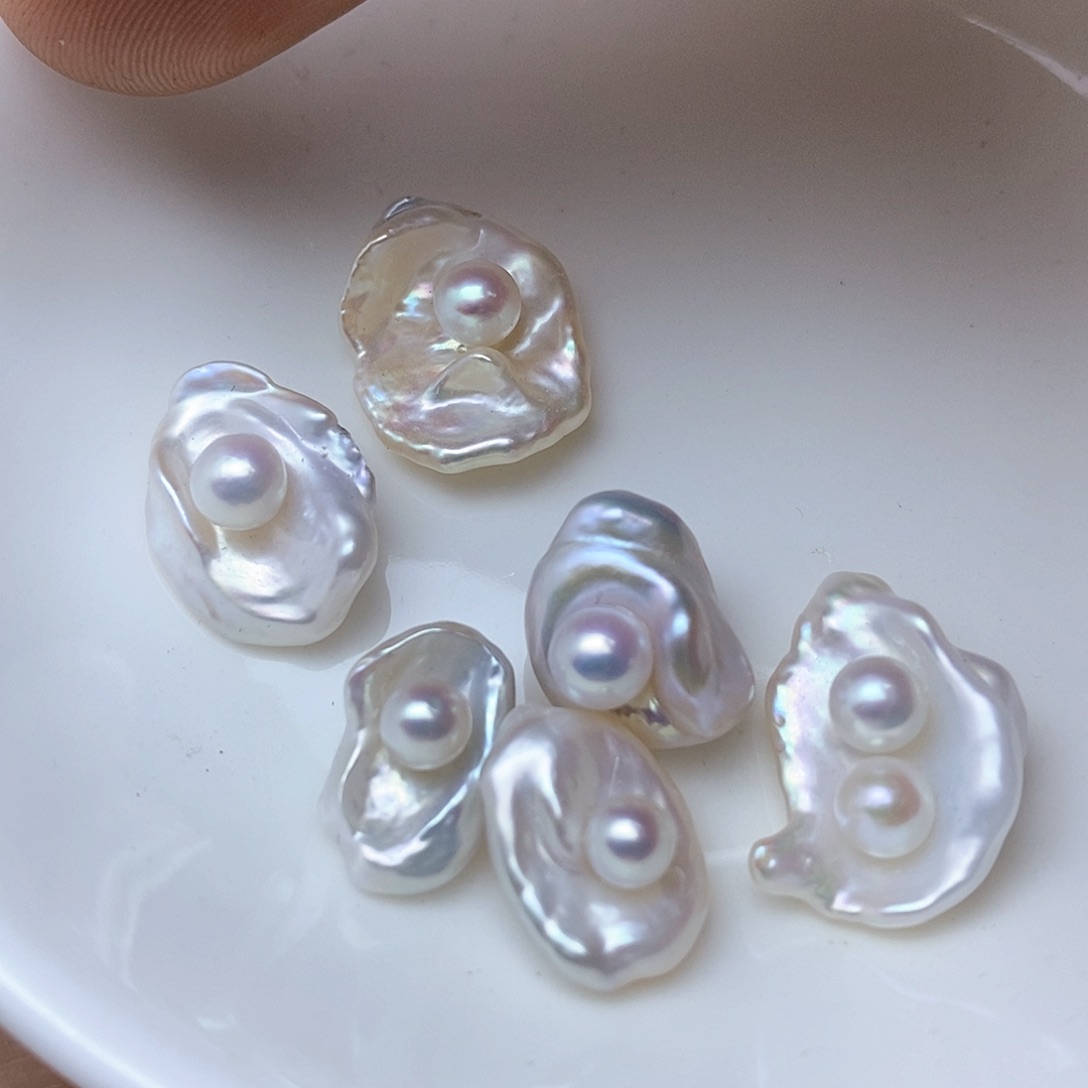 淡水珍珠耳钉未镶嵌玉*