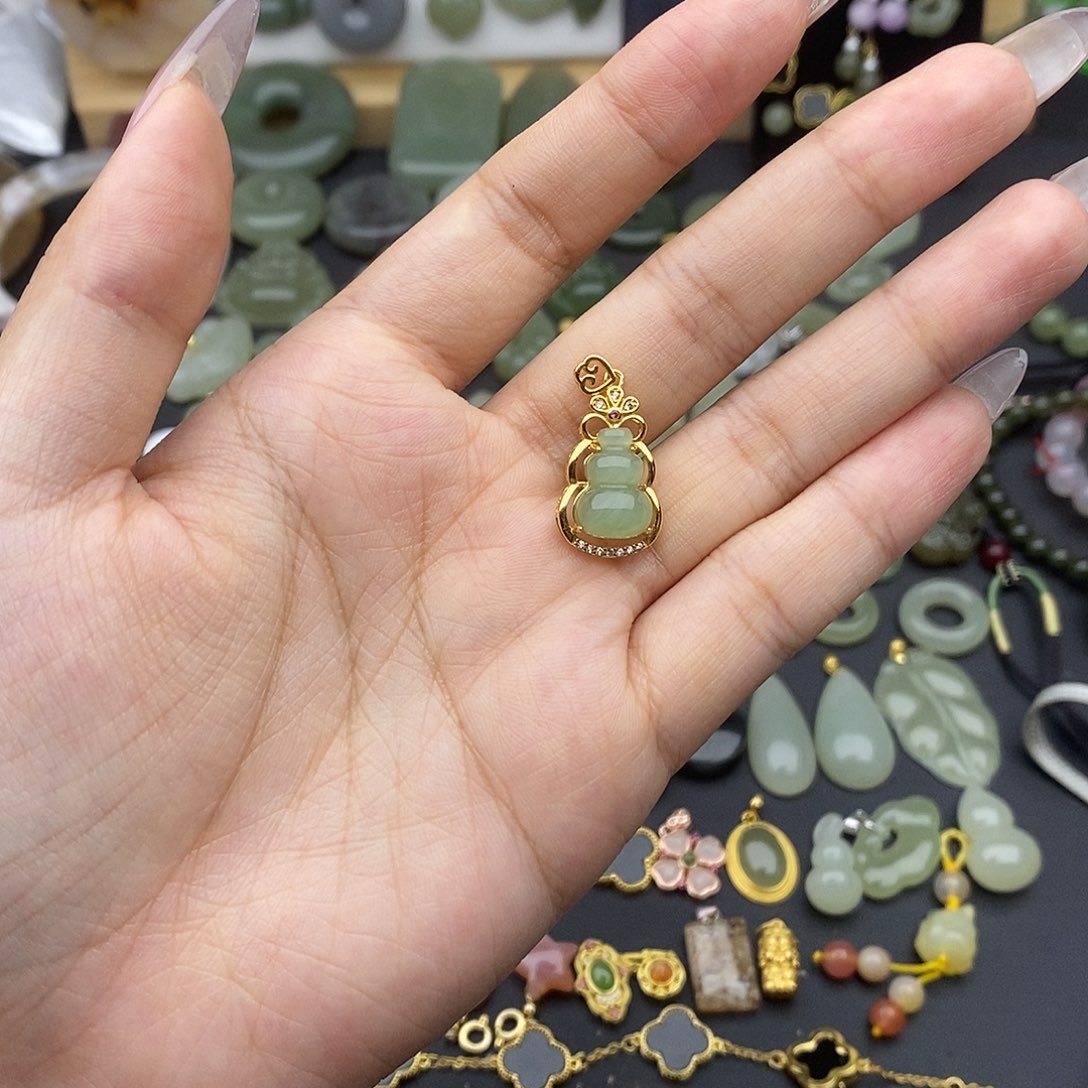 和田玉吊坠(不含链)银S925镶嵌