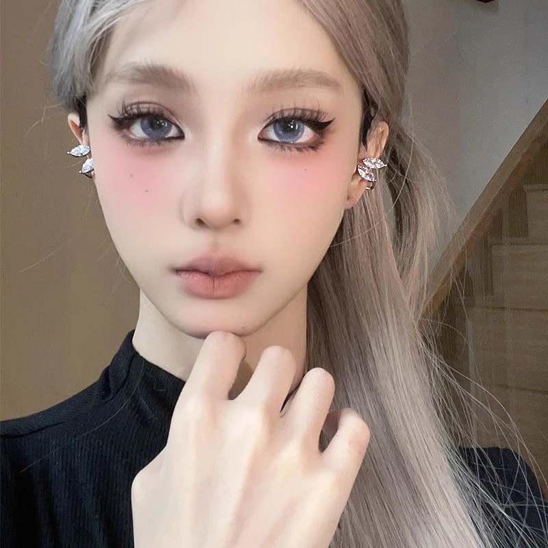 铜合金耳饰 超闪水滴锆石耳夹女无耳洞轻奢高级感小众耳骨夹
