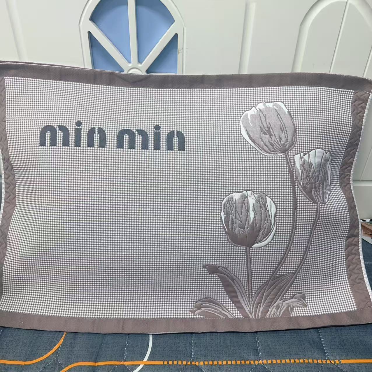 郁金香 咖啡色  十层 精梳细沙枕巾棉纱布枕巾易洗全棉透气吸汗