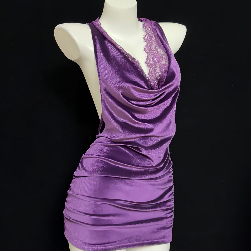 普罗旺斯》高级感丝绒吊带睡裙美背连衣裙显瘦法式