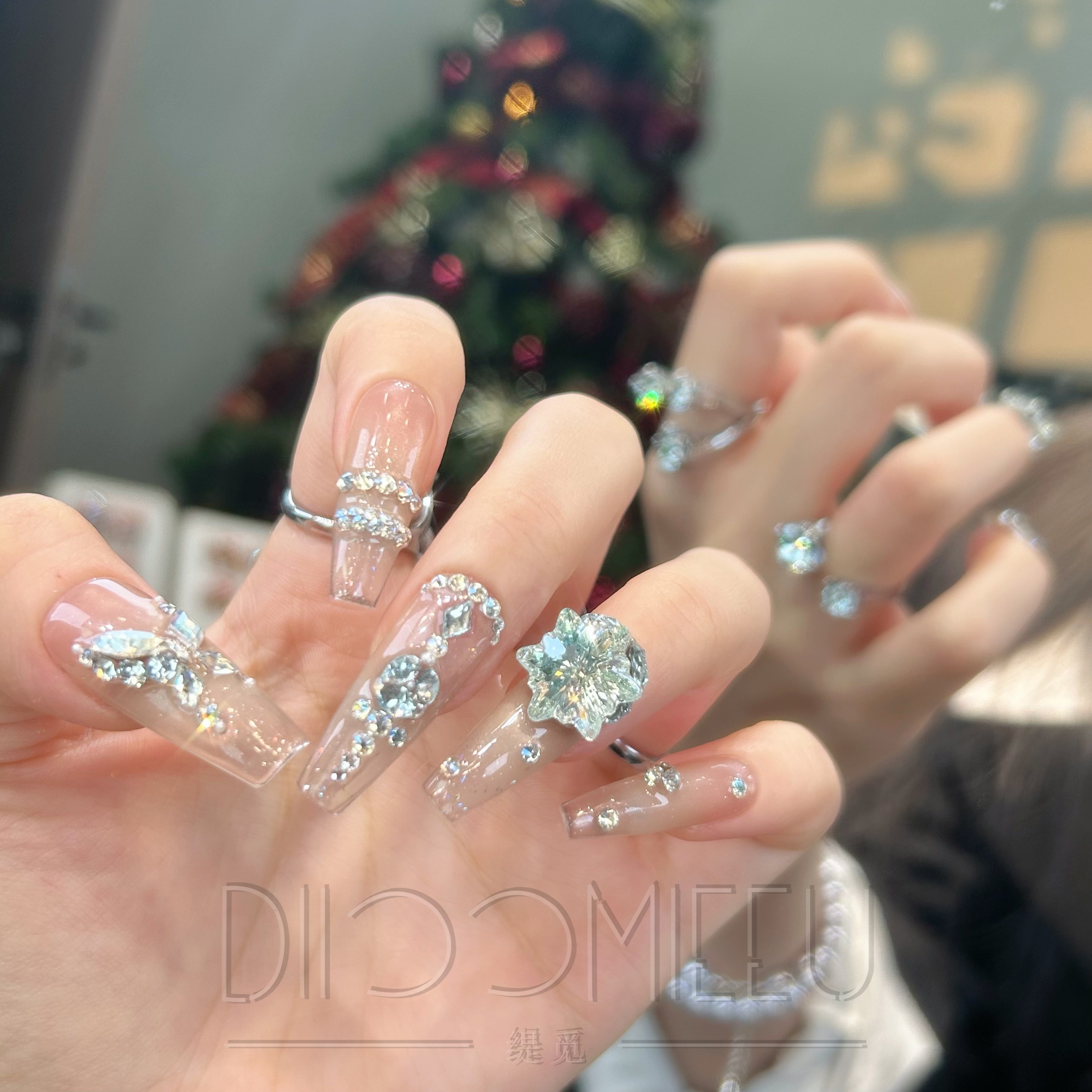 【暮雪】缇觅雪花斧头AB款设计全华子钻纯手工可拆卸式穿戴甲