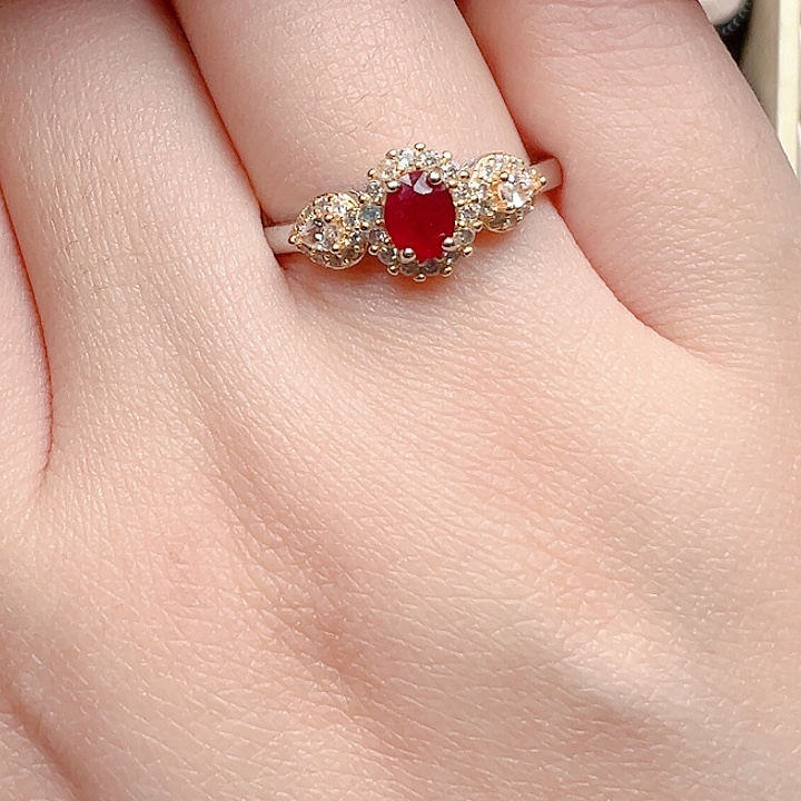 红宝石戒指银S925镶嵌