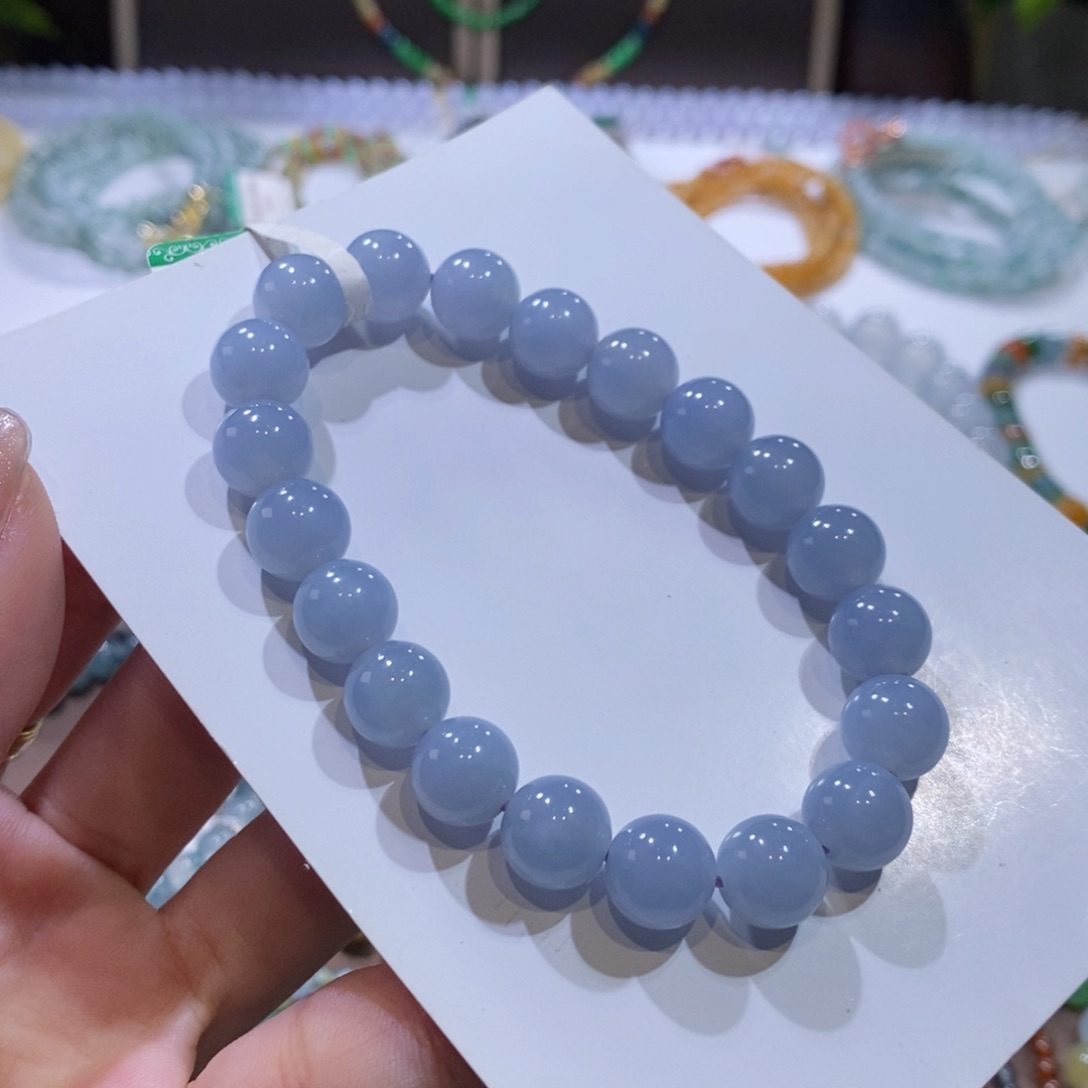 翡翠手链未镶嵌蓝紫手串卡9.5