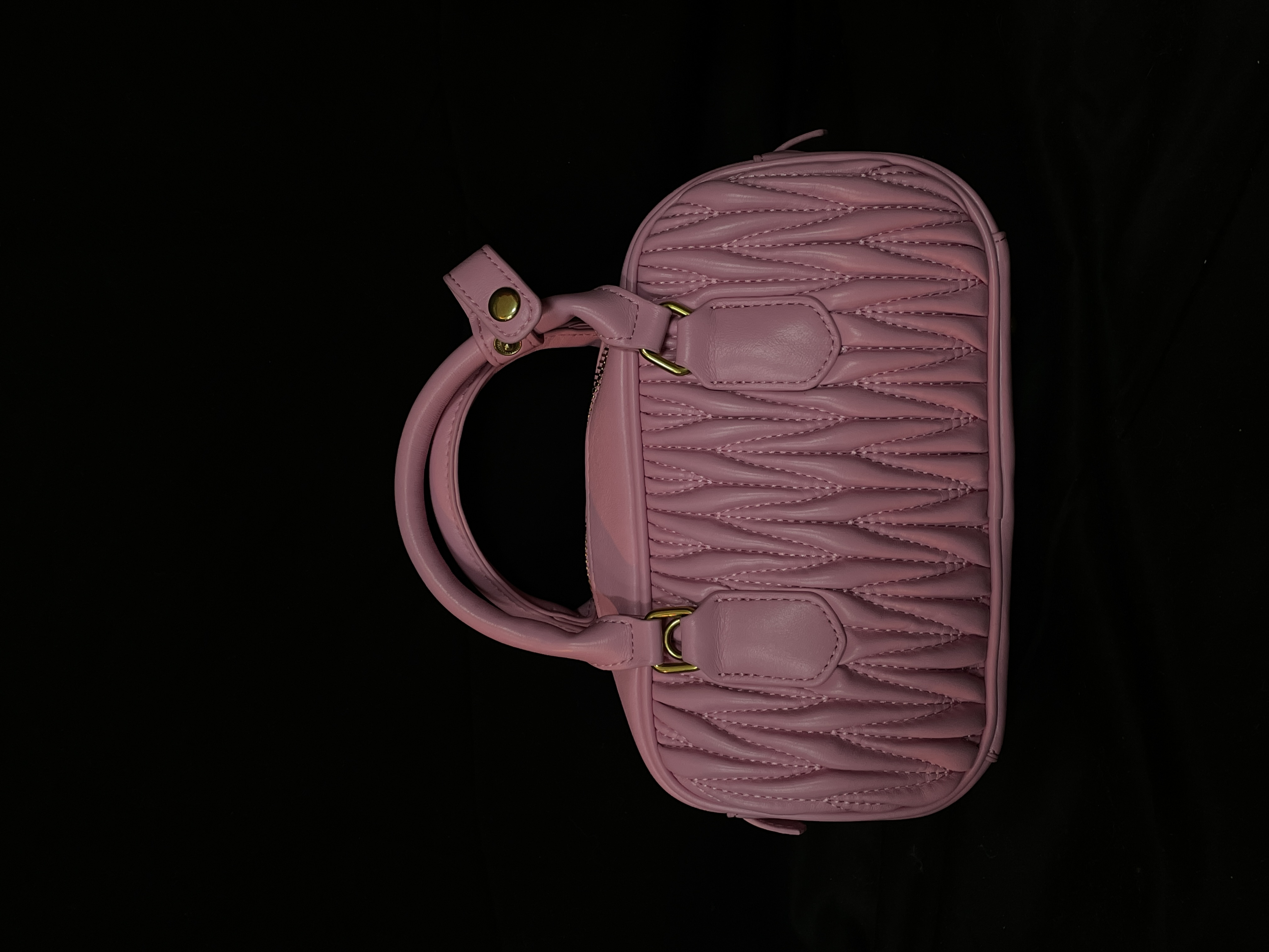 LQ-WITH-QUEEN真皮女包褶皱手提保粉红色