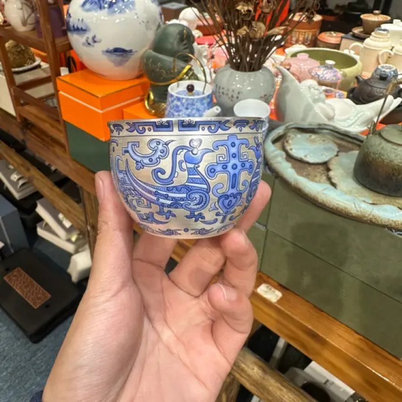 青花玄鸟主人杯-4795