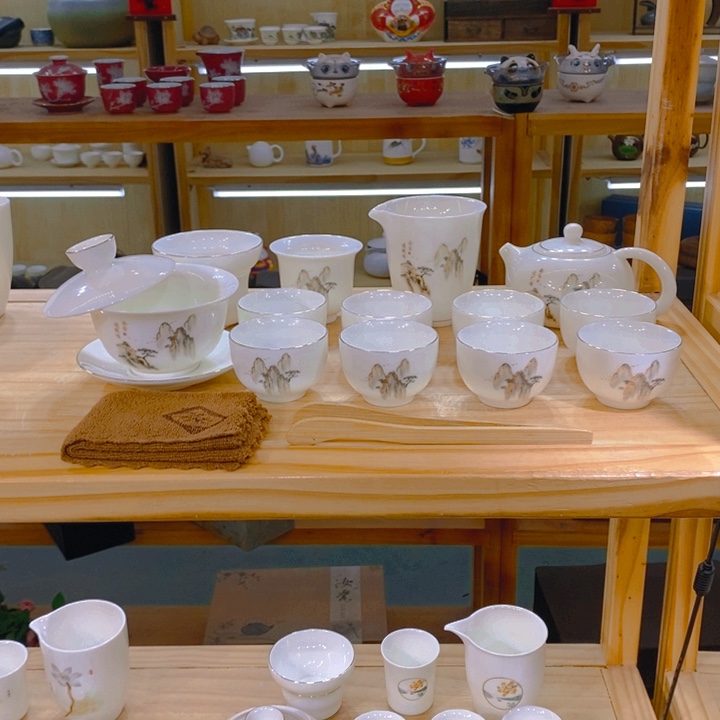 【不止】羊脂玉瓷茶具套装
