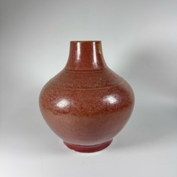 清中期红釉赏瓶立件