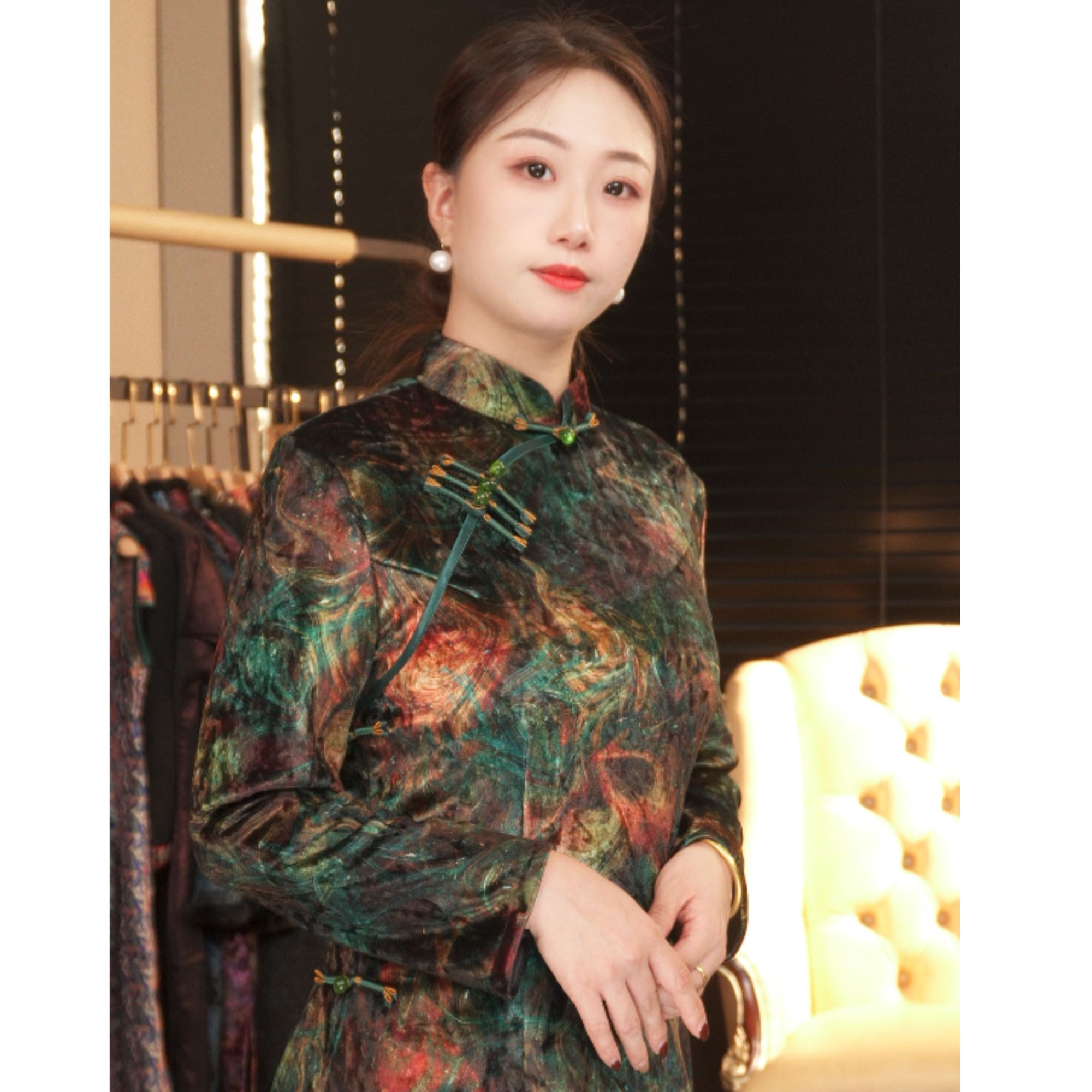 5863新款2026复古时尚优雅中式立领港风款旗袍中国风旗袍