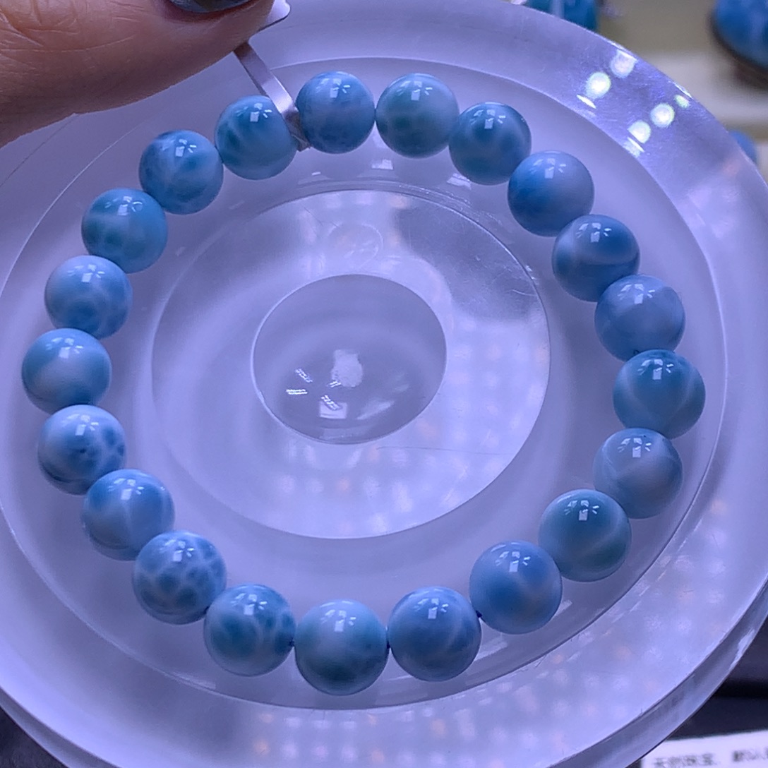 针钠钙石（海纹石）未镶嵌手链精品9mm手串色差略异