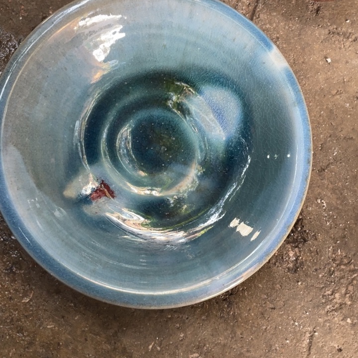 浪鬼柴烧 釉绘柴烧W****i盘 微瑕
