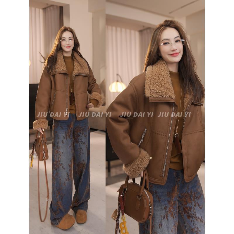 玖黛衣【生巧慕斯】冬季翻领加厚宽松保暖百搭外套WTP46218