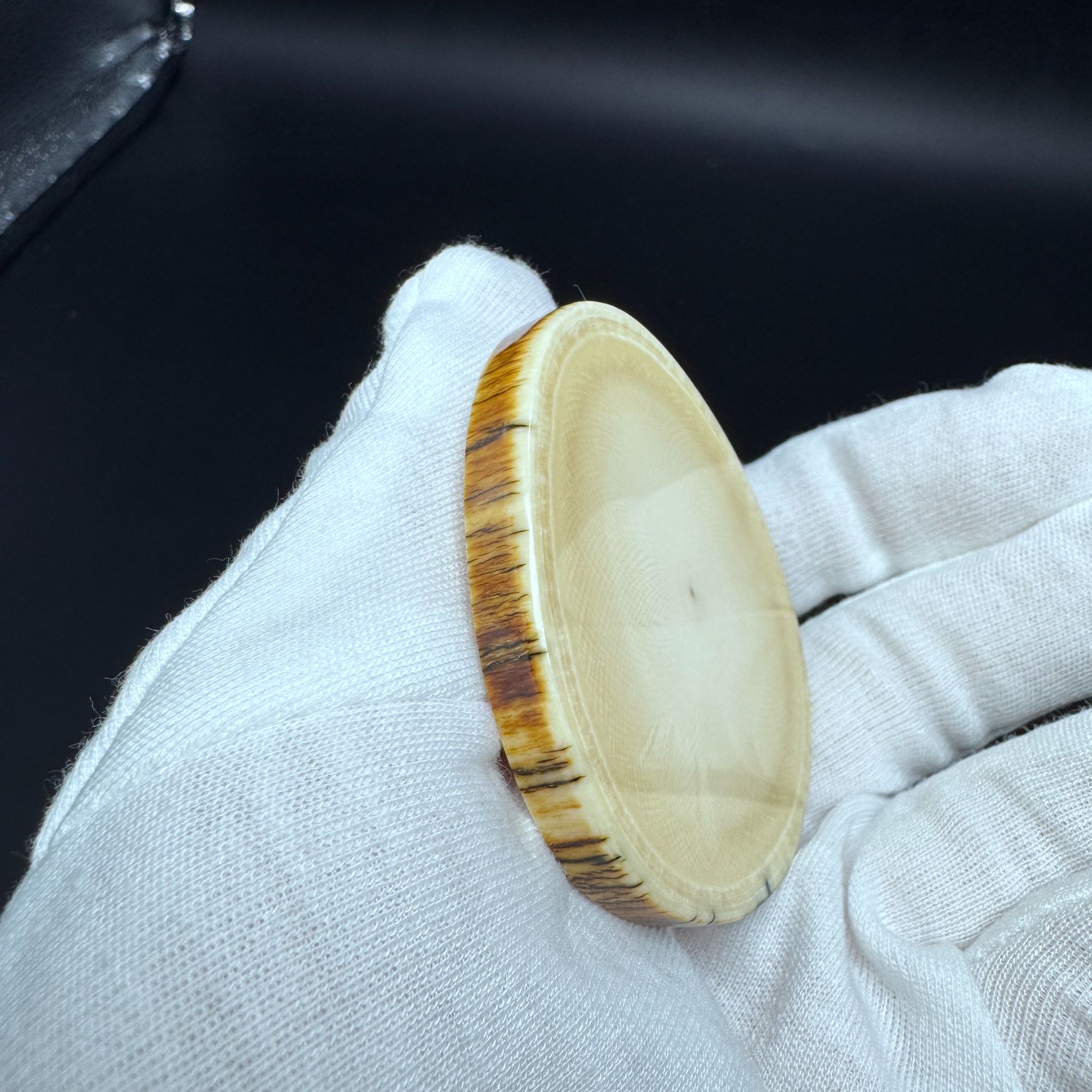 【猛犸兄弟】TY0011天然猛犸象牙莲花纹爆满纹牙饼