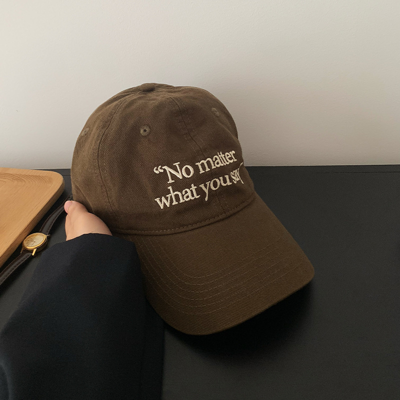 2025新品美式复古刺绣字母棒球帽子男女款大头围鸭舌帽显脸小帽子