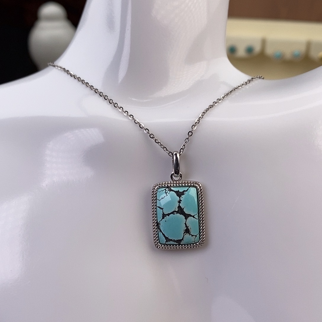 绿松石颈饰银S925镶嵌