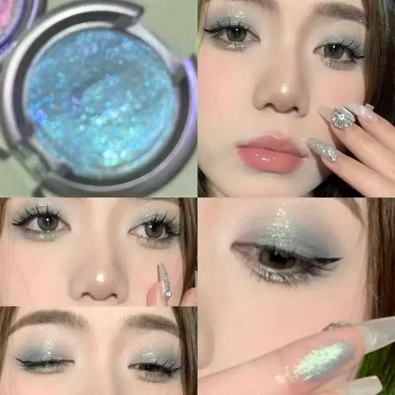 掌管华丽之神!变色龙单色眼影高光爆闪珠光提亮眼部消肿小烟熏妆