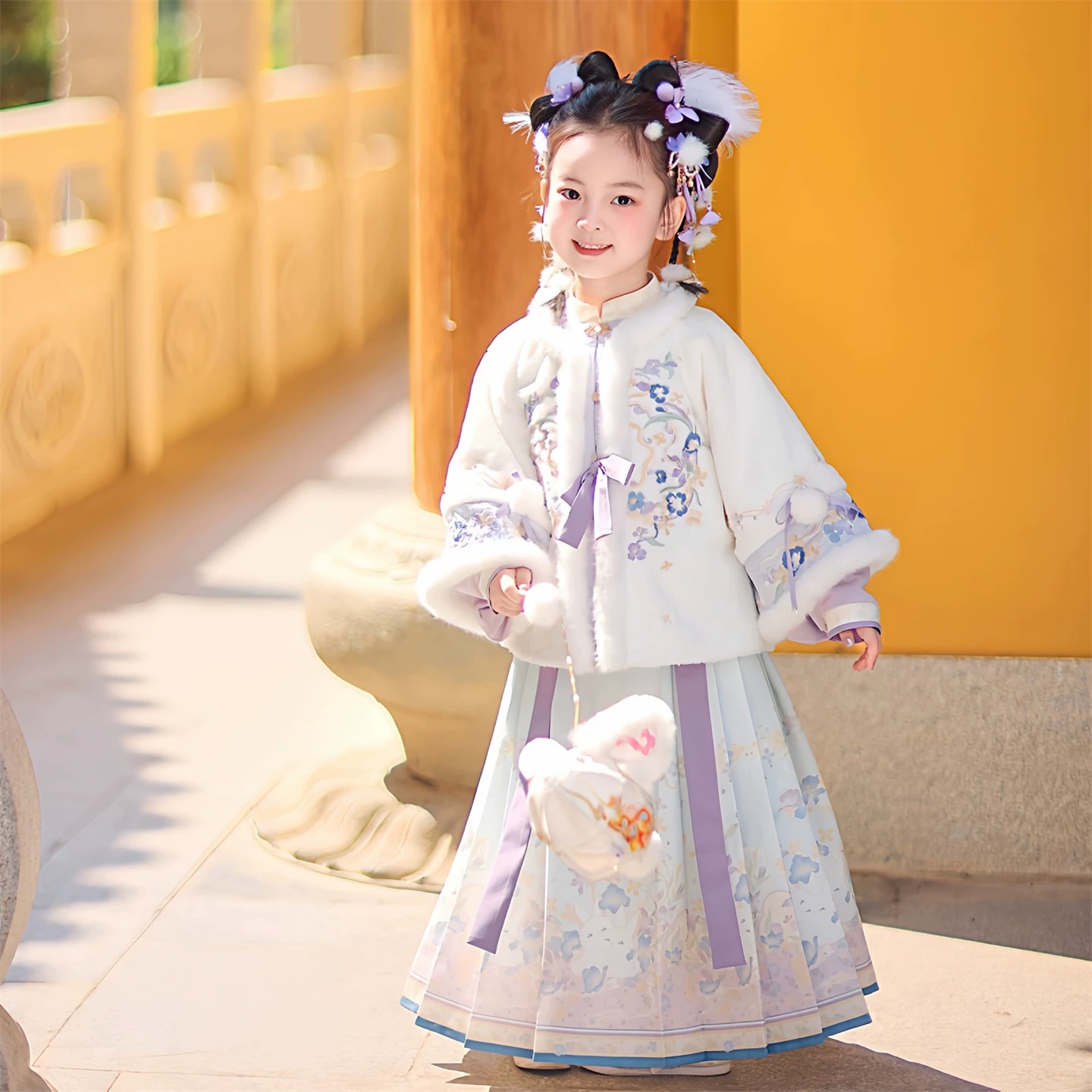 明制汉服女童2026新款国风唐装新中式明制套装女孩加绒拜年服童装