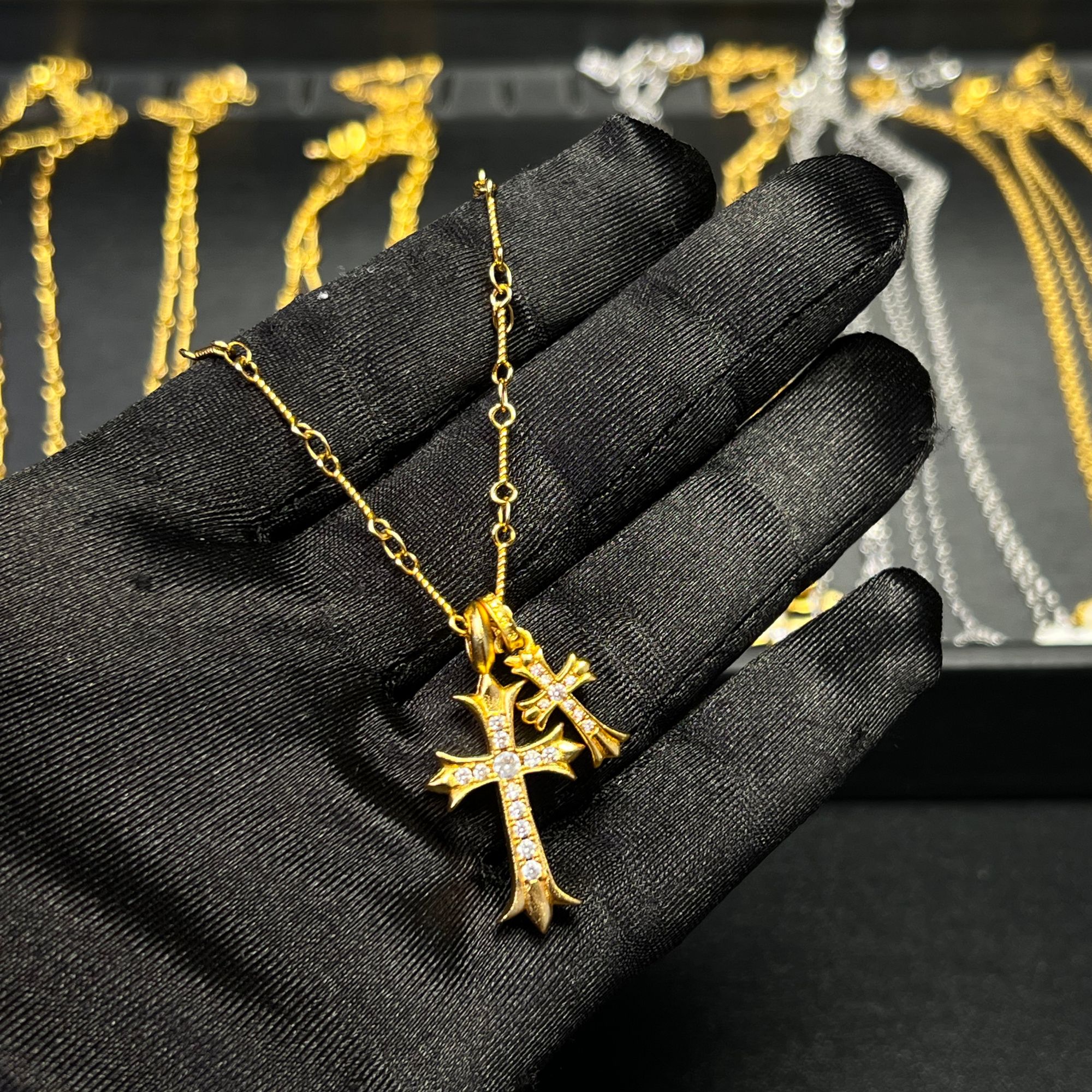 铜合金项链 时尚大小克罗项链（链长约45+5=50cm）