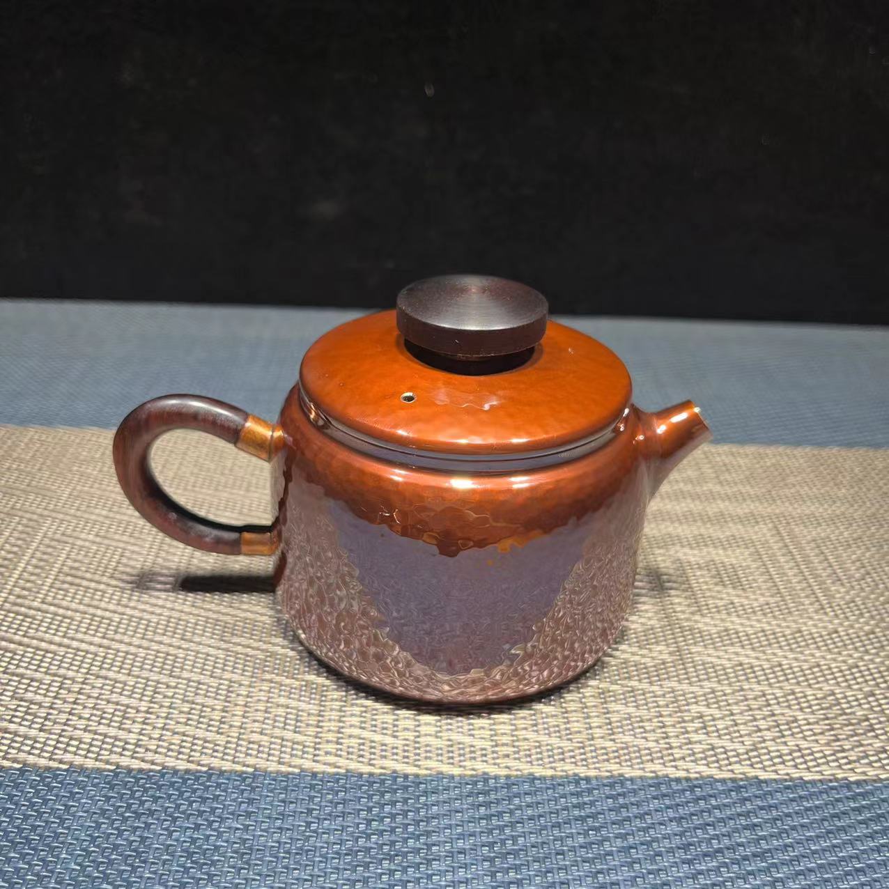  纯紫铜泡茶壶 大钮德中 汉瓦壶 一体泡茶壶