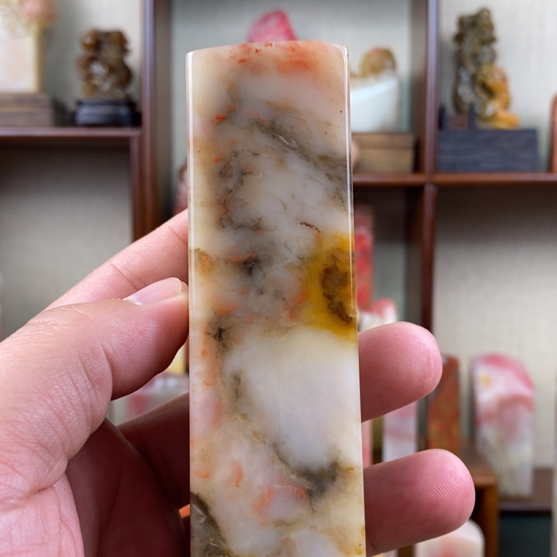 巴林石印石巴林鸡血石素章