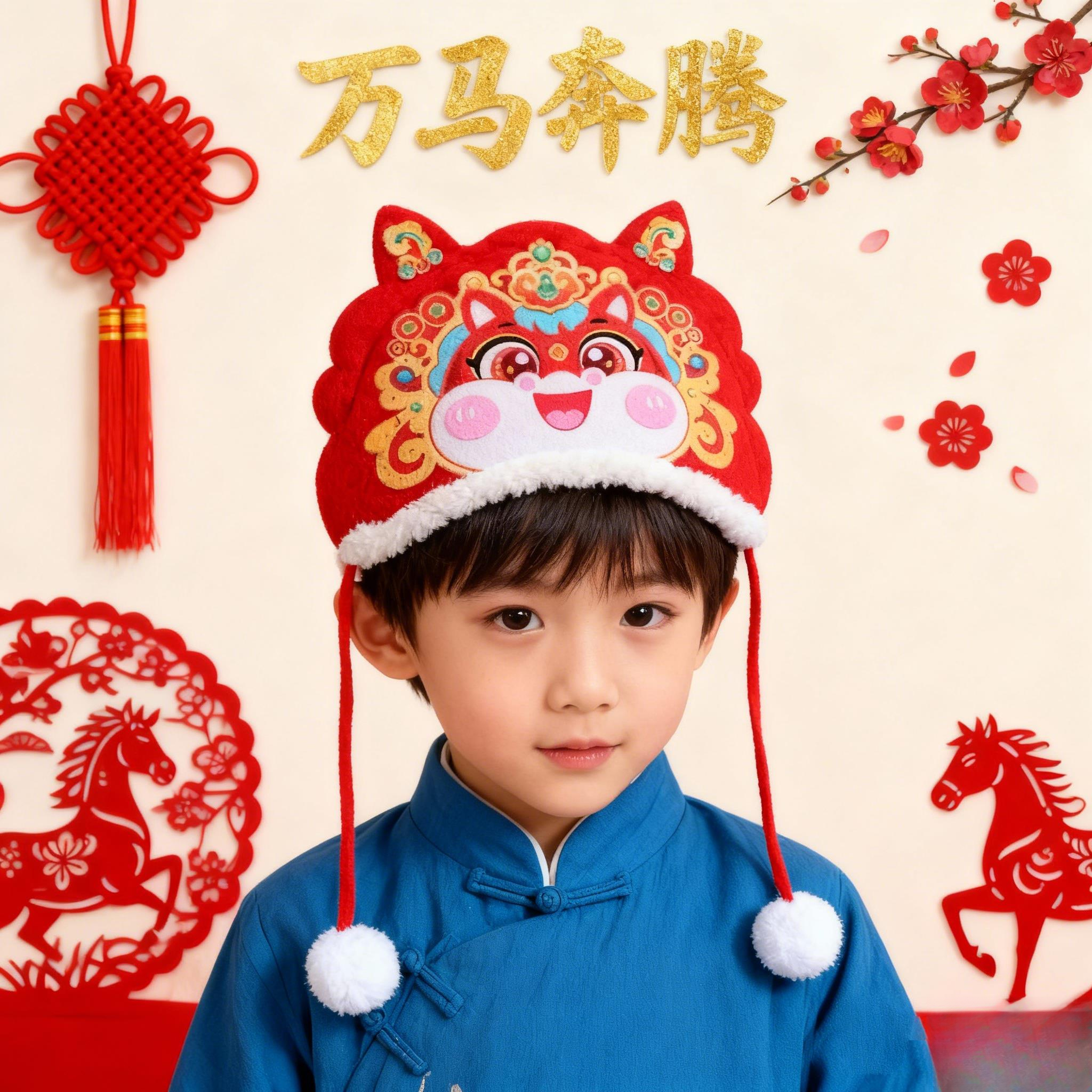 儿童马年头饰新年手工小马帽子diy材料包制作元旦节装饰表演道具