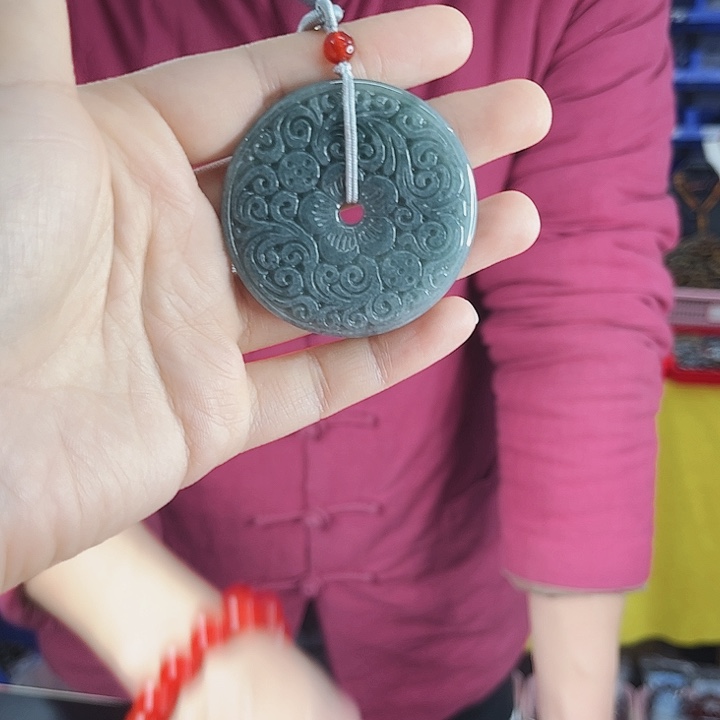 翡翠吊坠未镶嵌T49翡翠花开富贵吊坠