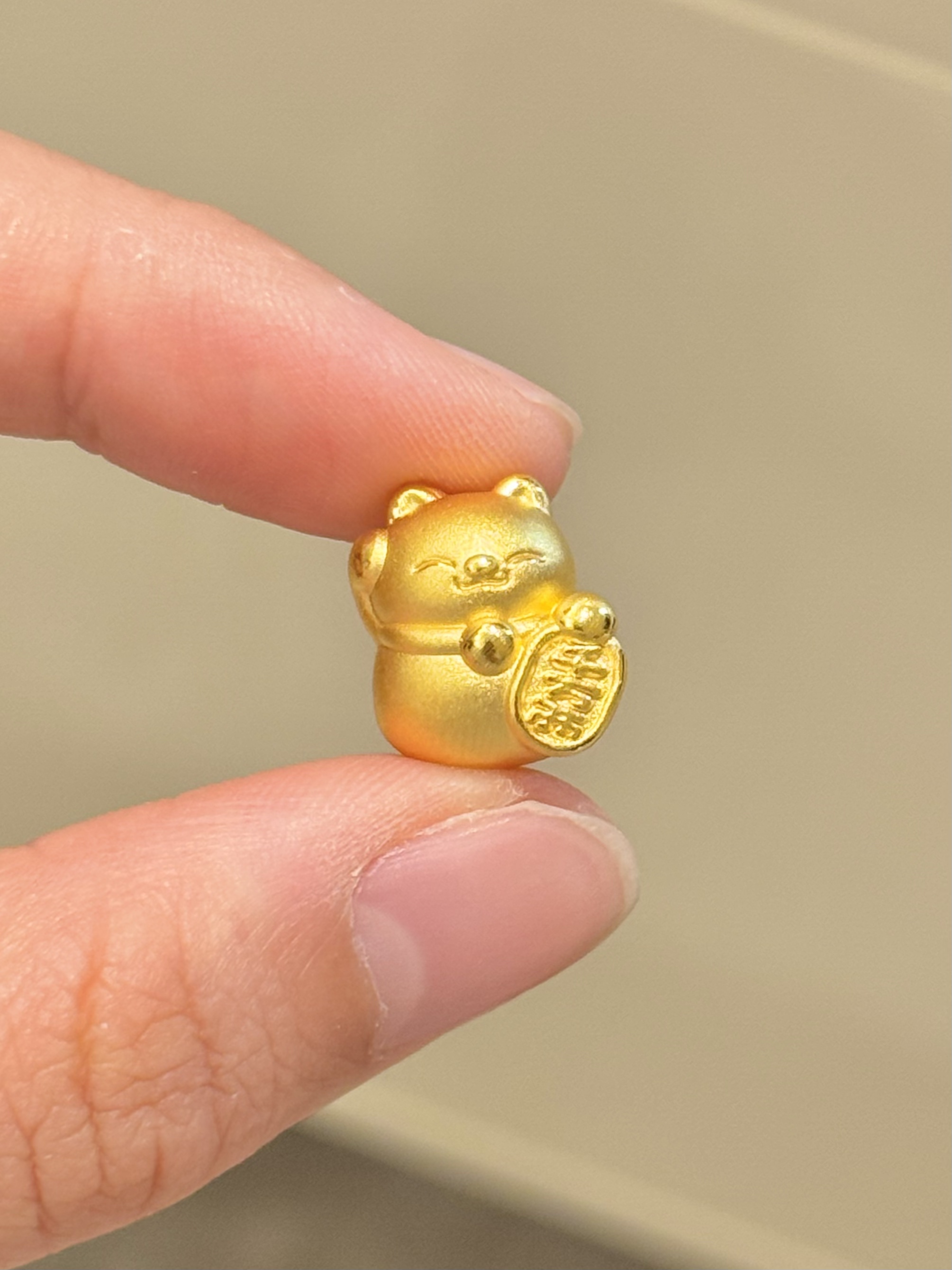 贝贝黄金 足金999 千万两招米猫 素金 转运珠 103