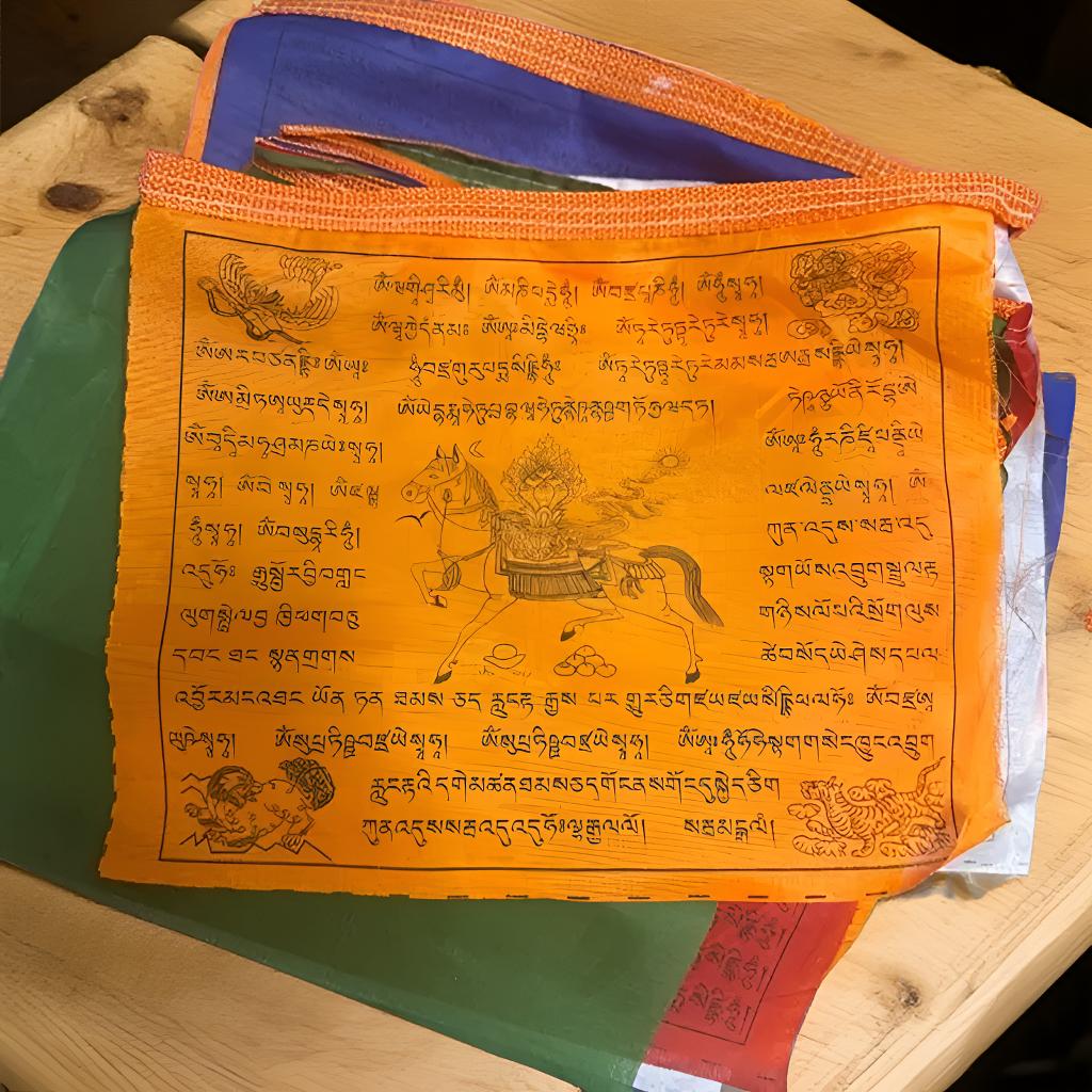 藏传用品经幡五色旗观音心咒莲师度母经幡棉布经旗风马旗挂幡7m