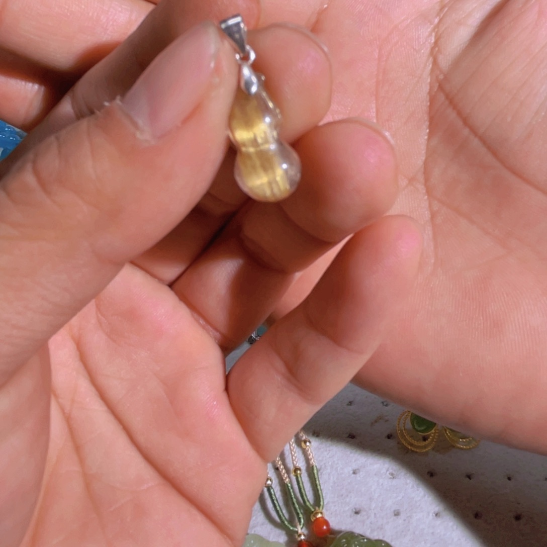 发晶颈饰银S925镶嵌葫芦