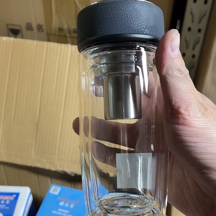 玻璃茶隔款万象鹅蛋杯双层