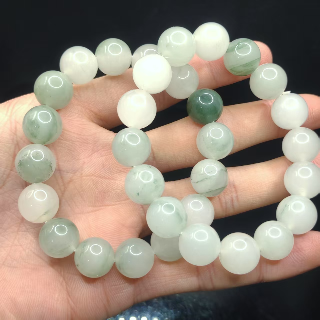 【龙龙严选】冰花白冰玉单圈手串Y9【多样性发其一】约12mm