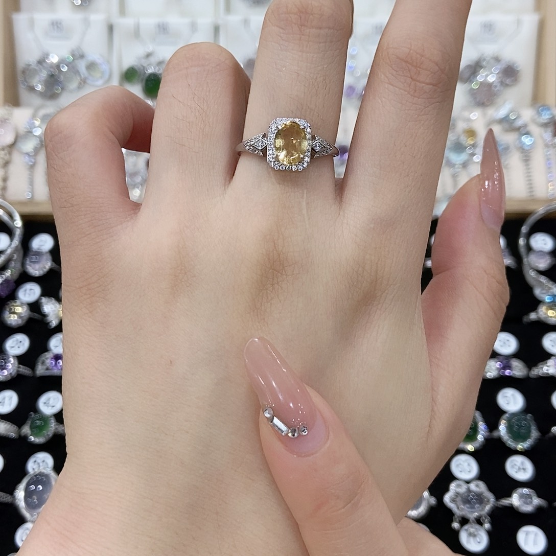 L***i黄晶戒指银S925镶嵌