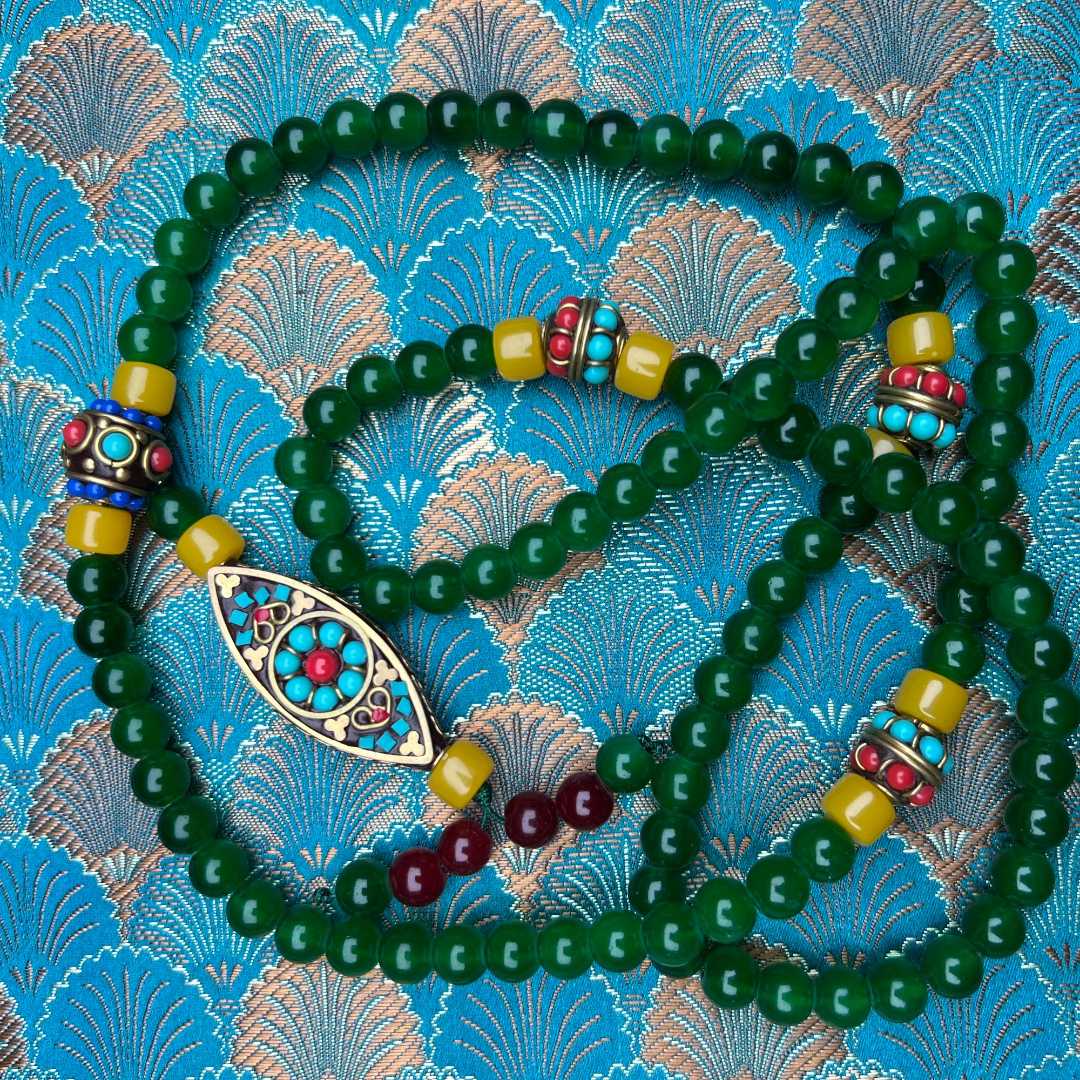 【器物炎灵 】绿色长串毛衣链