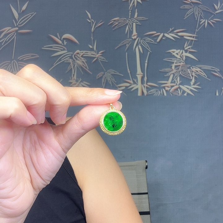 吊坠(不含链)银S925镶嵌翡翠