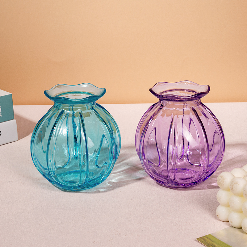 【2只装】M097家用客厅卧室氛围感蓝紫双只球球花瓶