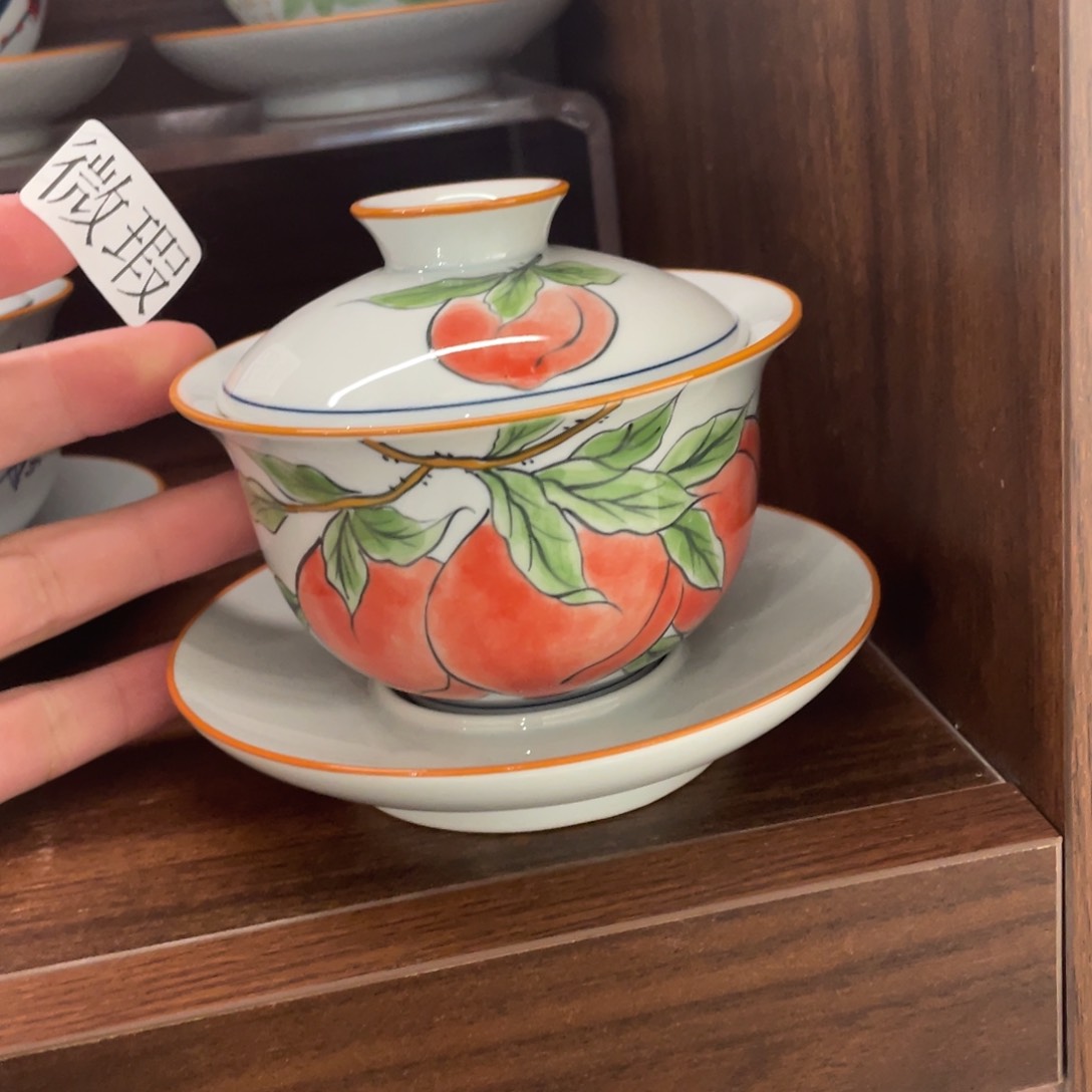 釉下手绘茶具微瑕