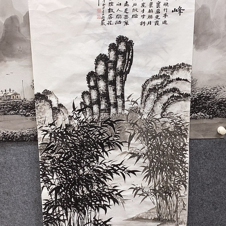 高***行竖款新中式装饰画