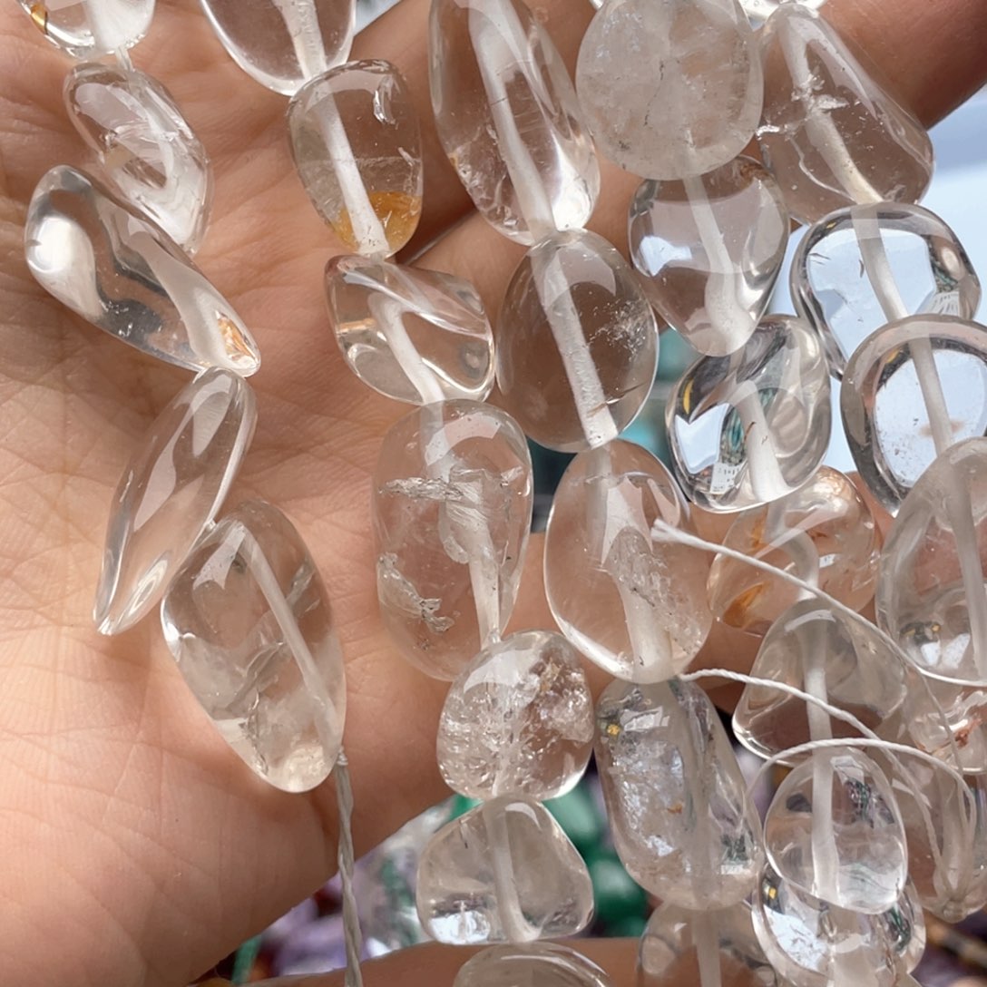 玛瑙/玉髓未镶嵌珠宝半成品小号一条装卡12左右透体白水随形珠