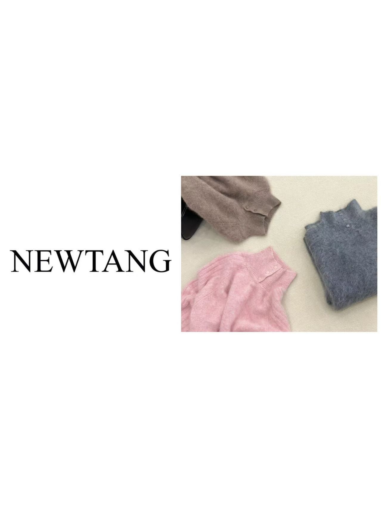 【柔软时光】1191 100%羊毛高领三粒扣毛衣女高级感长袖软糯针织