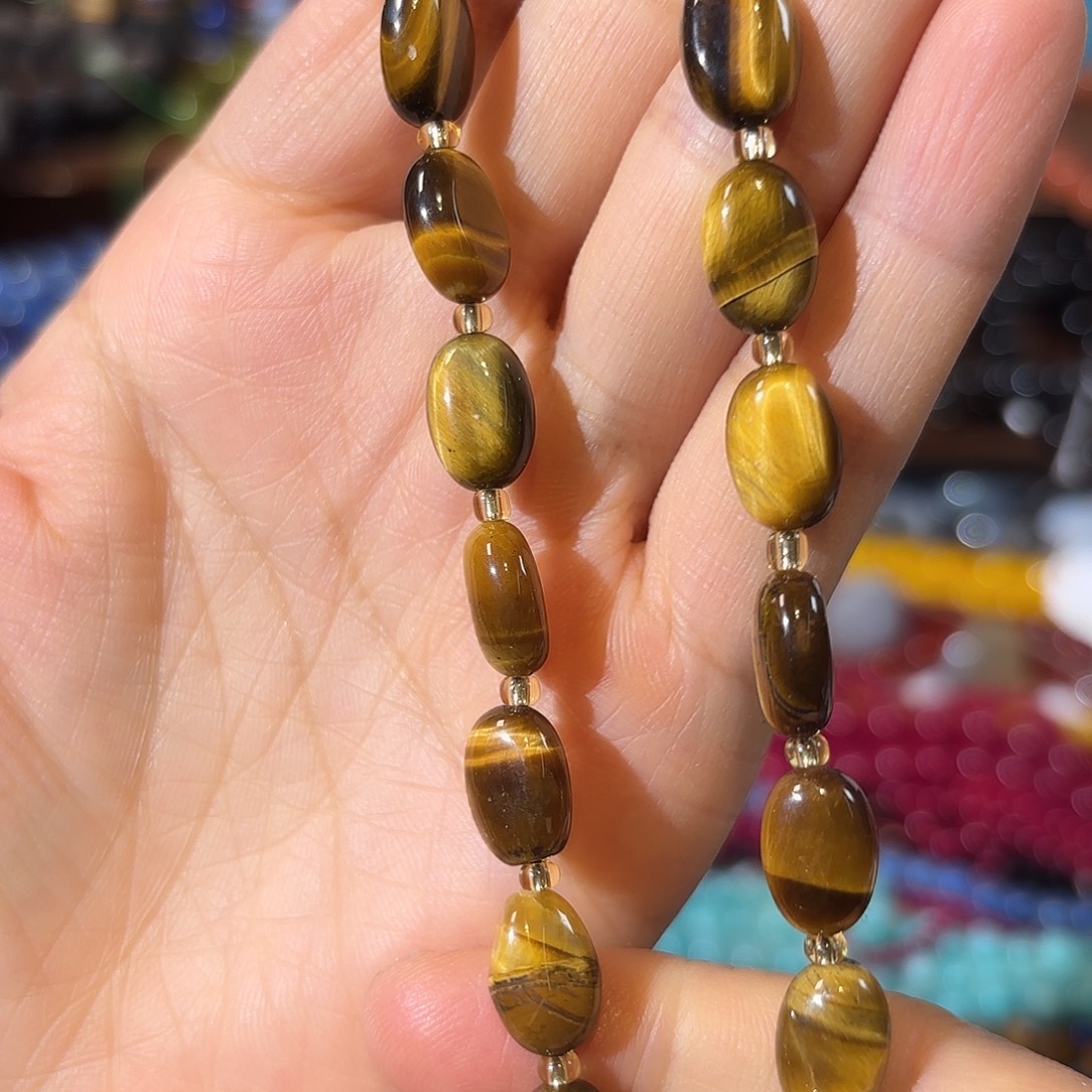 玛瑙/玉髓未镶嵌珠宝半成品虎眼土豆一条8-12一条