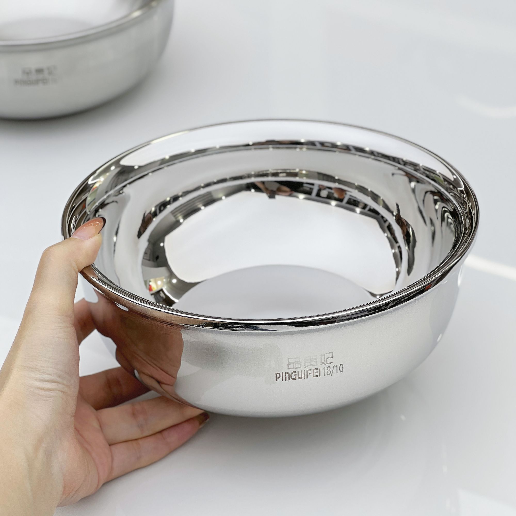 【20cm】18/10不锈钢亮光双层防烫碗家用汤盆汤碗加厚拉面碗