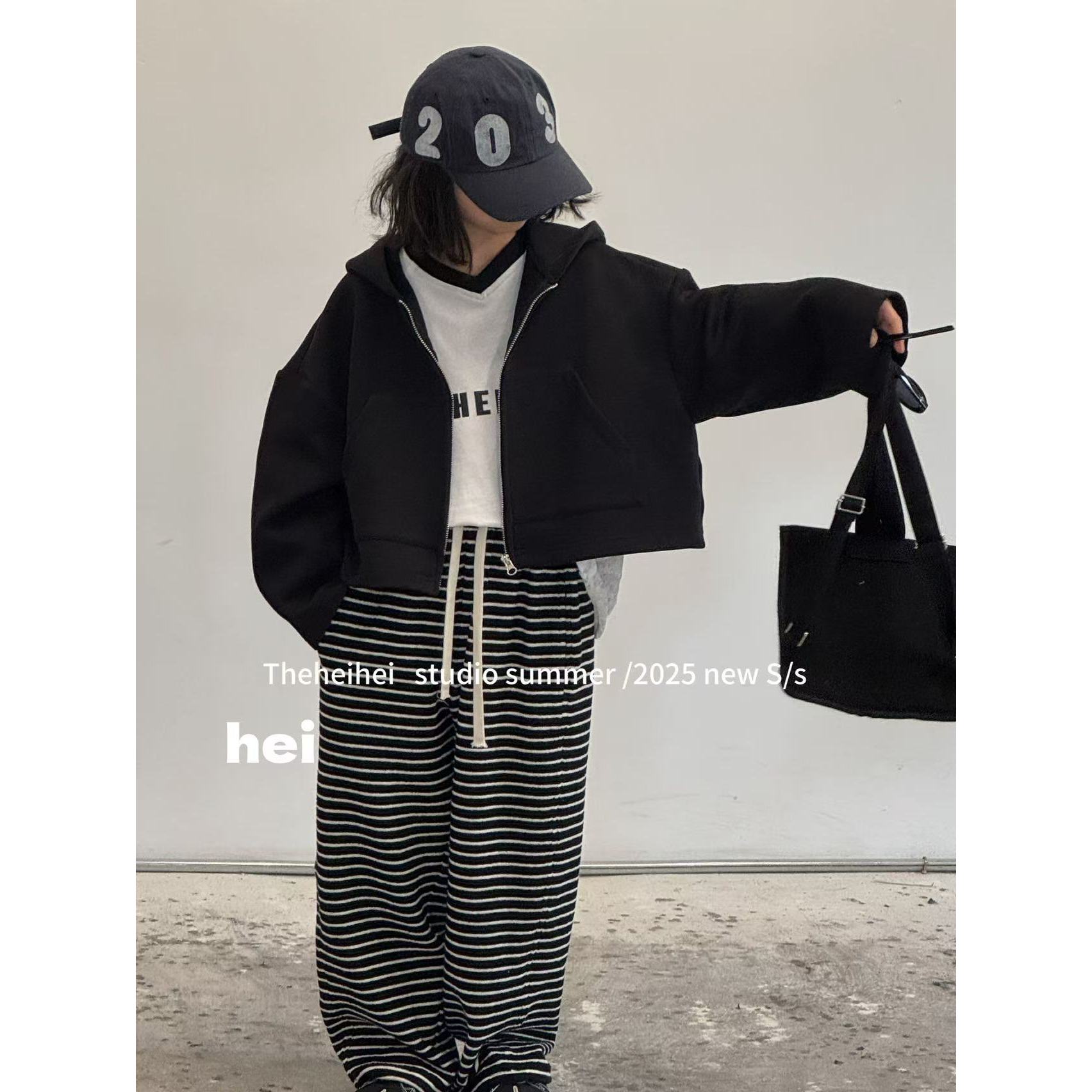 【设计师品牌】条纹卫裤经典百搭针织直筒休闲裤中大童亲子装 3126