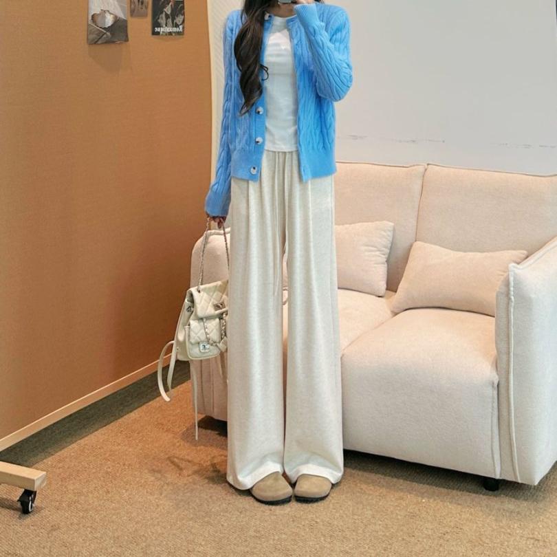 绵羊绒阔腿糯米裤显瘦百搭修身休闲裤