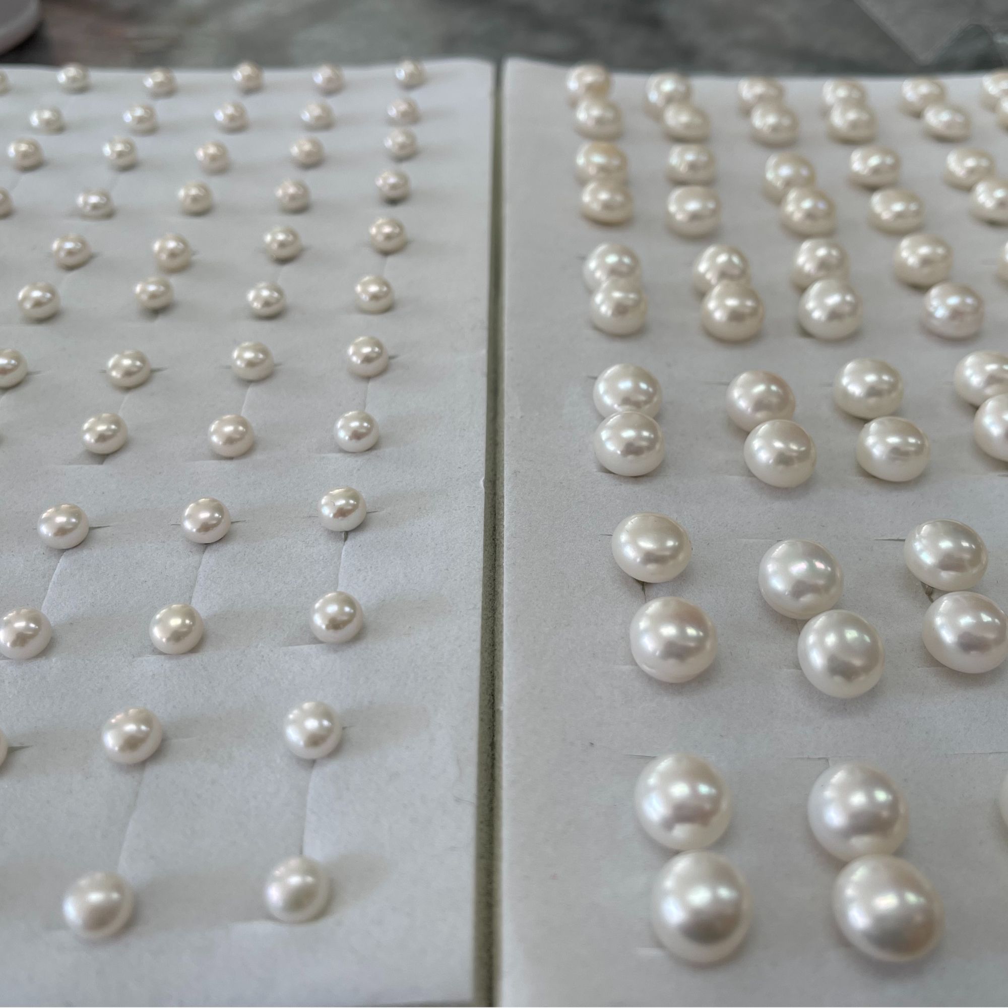 天然珍珠耳钉 银针小馒头耳钉 微瑕 白色多样性发一对