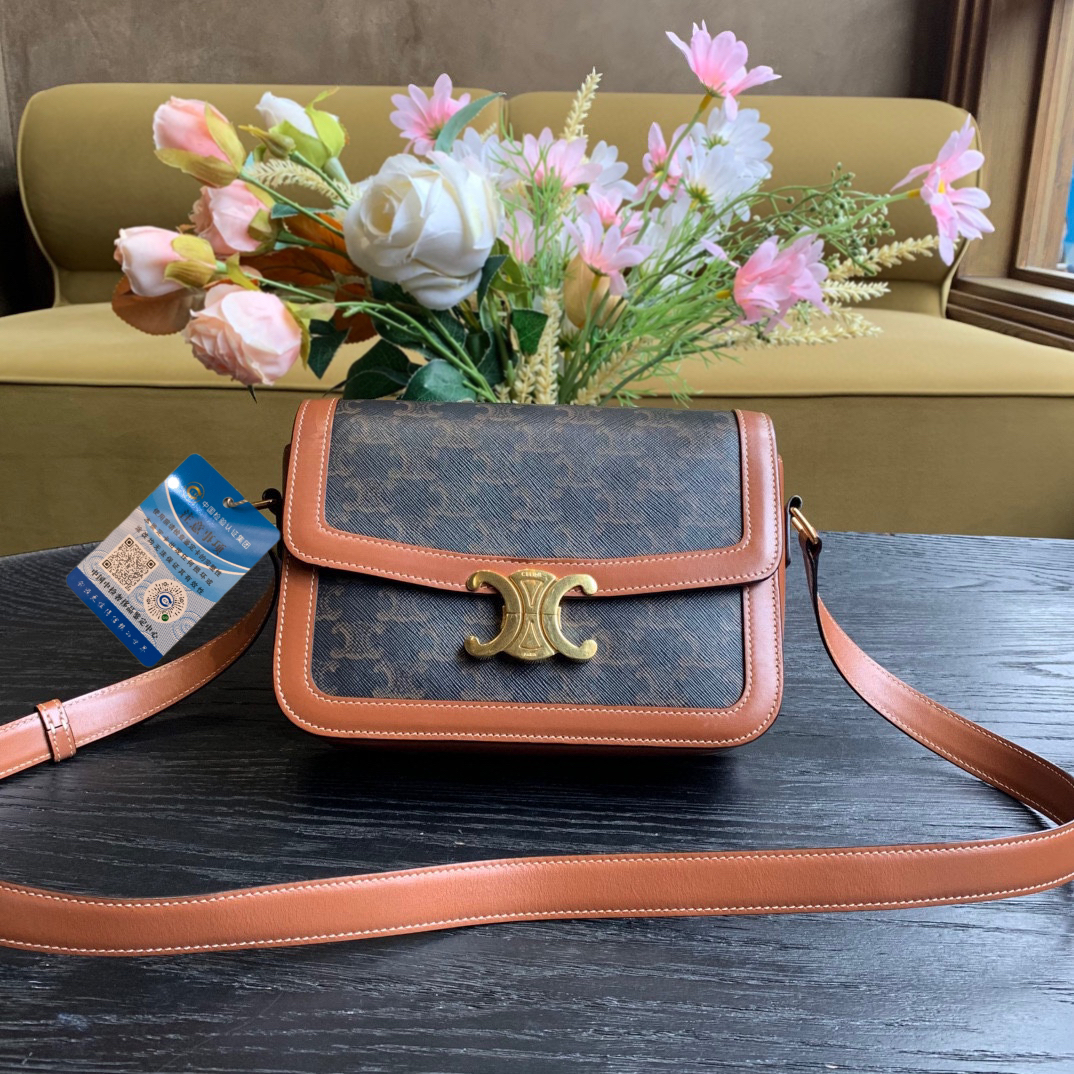 95新 Celine/思琳 Celine 老花凯旋门包中号 98新/sp23163