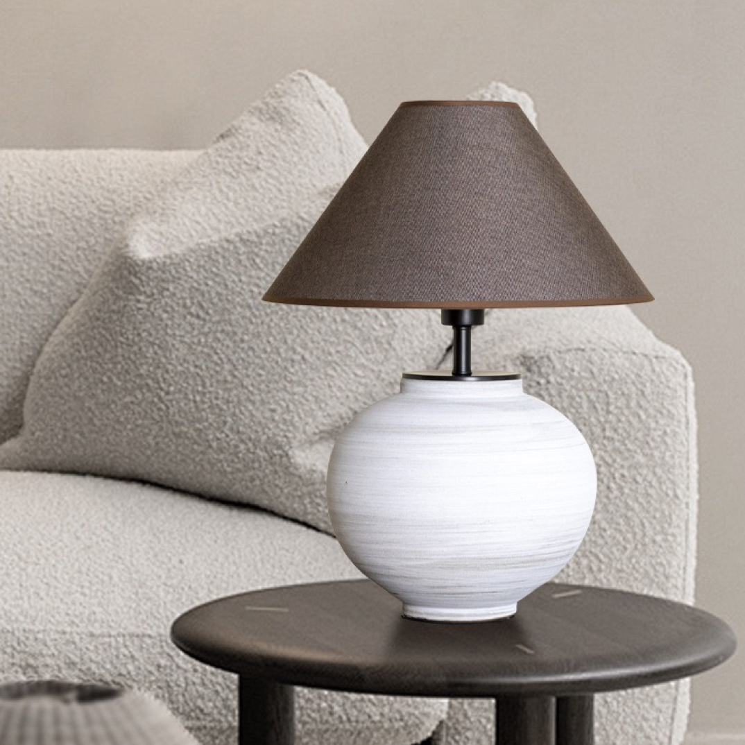 侘寂风土陶灯中式粗陶瓷民宿酒店客厅卧室床头台灯设计师款美式