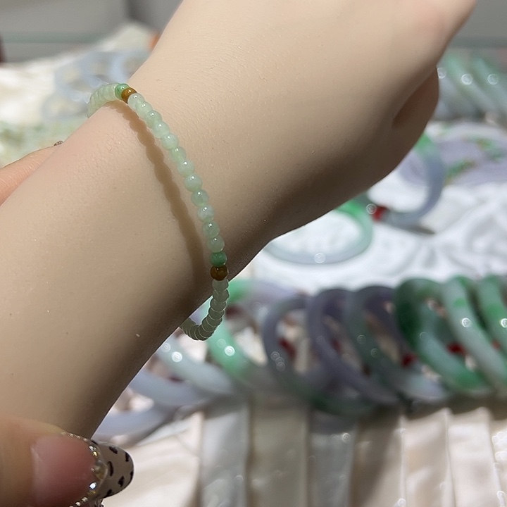 翡翠未镶嵌手链天然缅甸翡翠手串