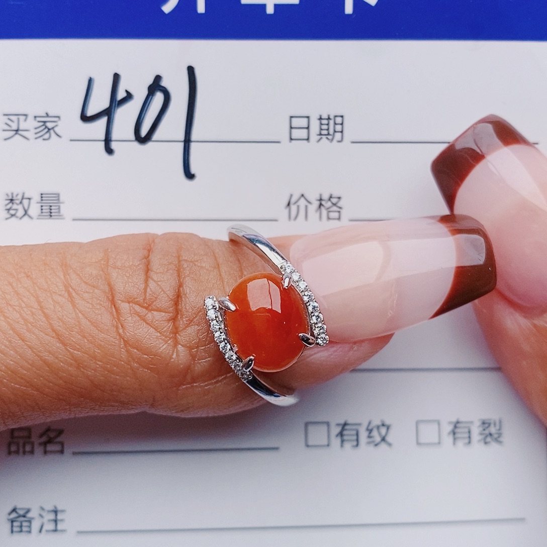 翡翠戒指银S925镶嵌戒指