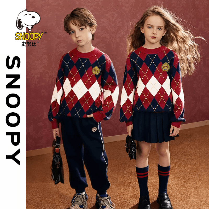 【精选】2024秋冬新款儿童学院风毛衣红色毛衫针织