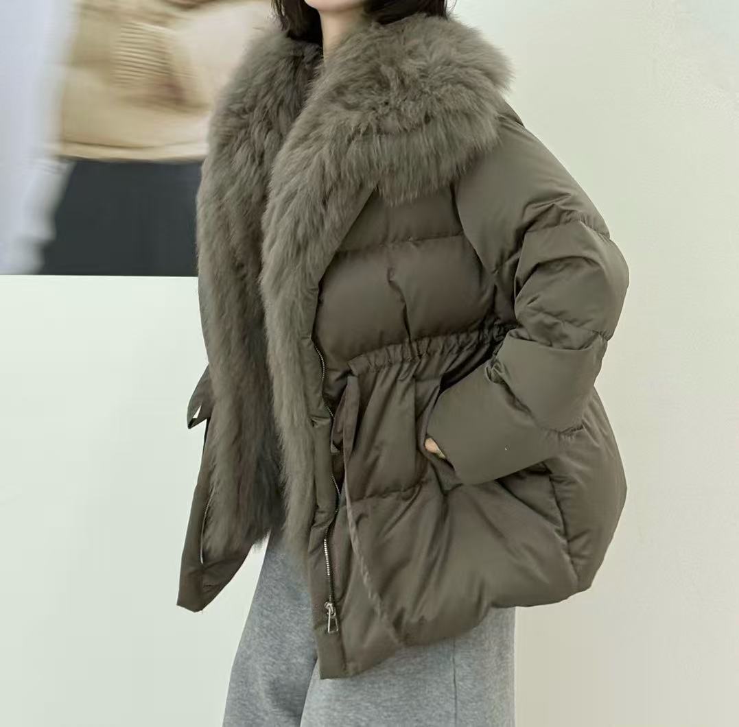 2031号723#百搭气质休闲可拆毛领填充双口袋休闲外套